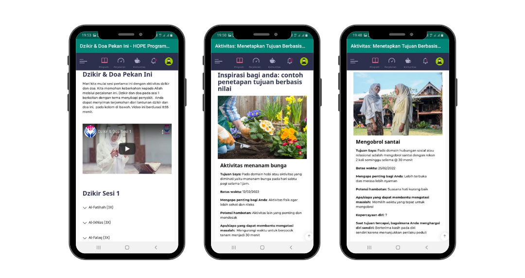 Three phones showcasing healthcare apps