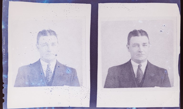 Two old photos of a man living in post-Partition India