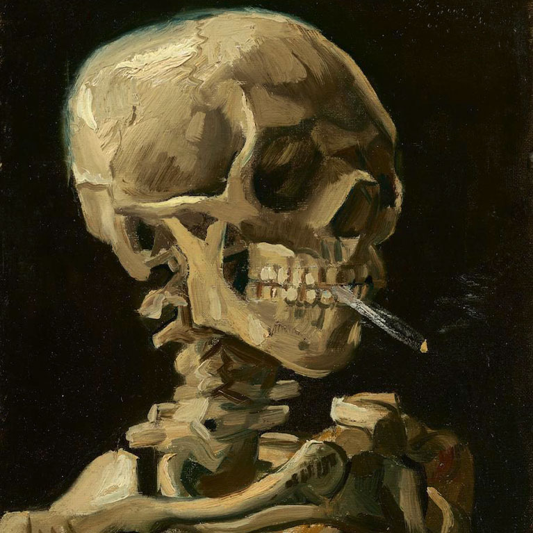 Vincent Van Gogh, Head of a Skeleton with Burning Cigarette (1886). Van Gogh Museum, Amsterdam (Van Gogh Foundation). 