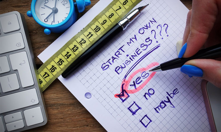 question on paper saying start y own business? and three answers yes no and maybe with yes circled in red