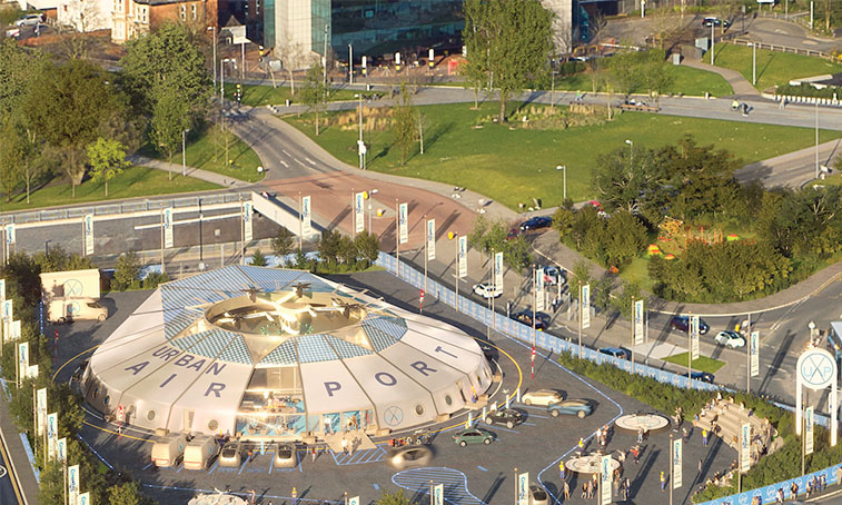 A computer generation of what the Urban-Air Port site currently under construction in Coventry may look like upon completion.