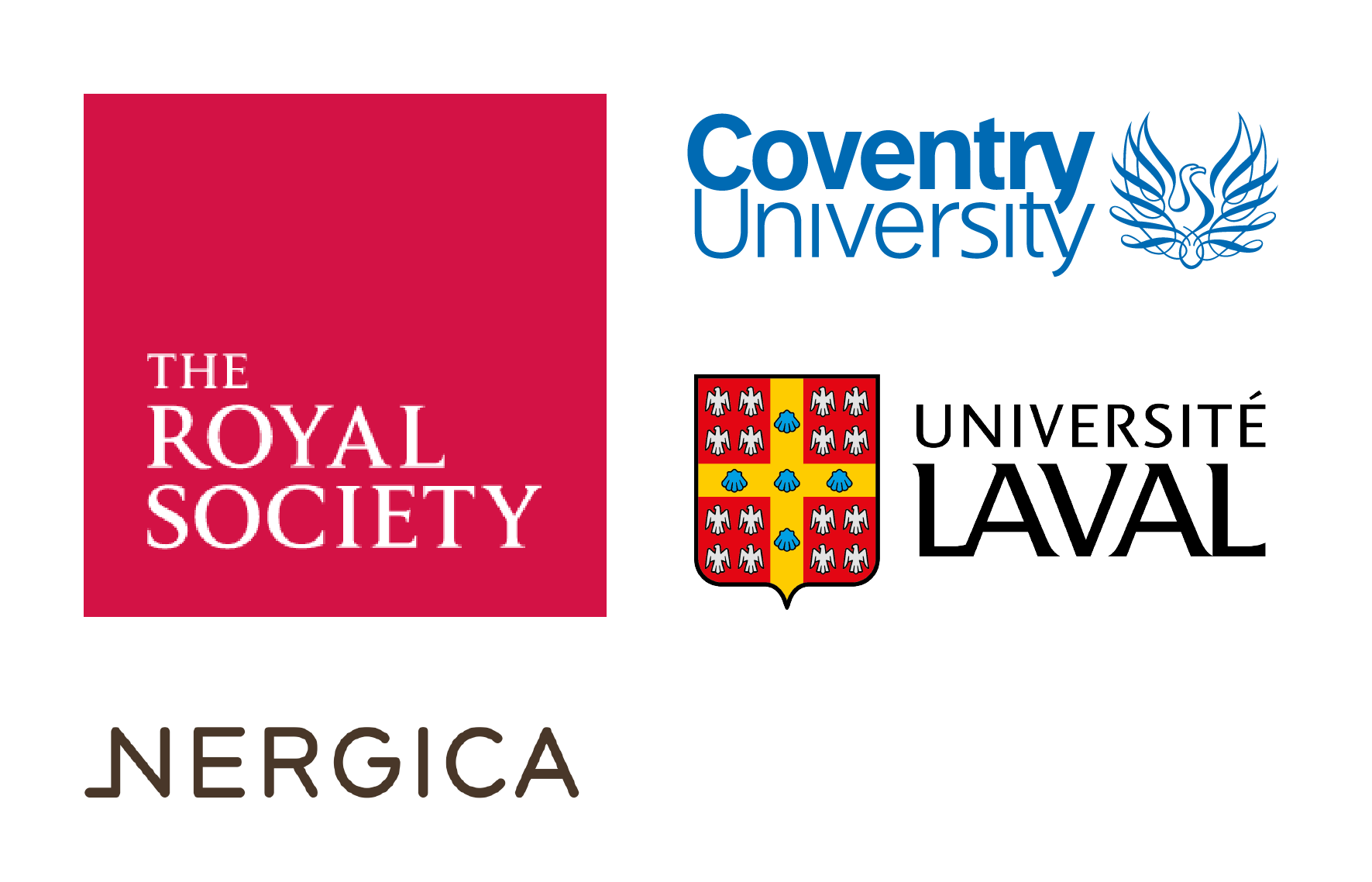 The Royal Society, Coventry University and Universite Laval logos