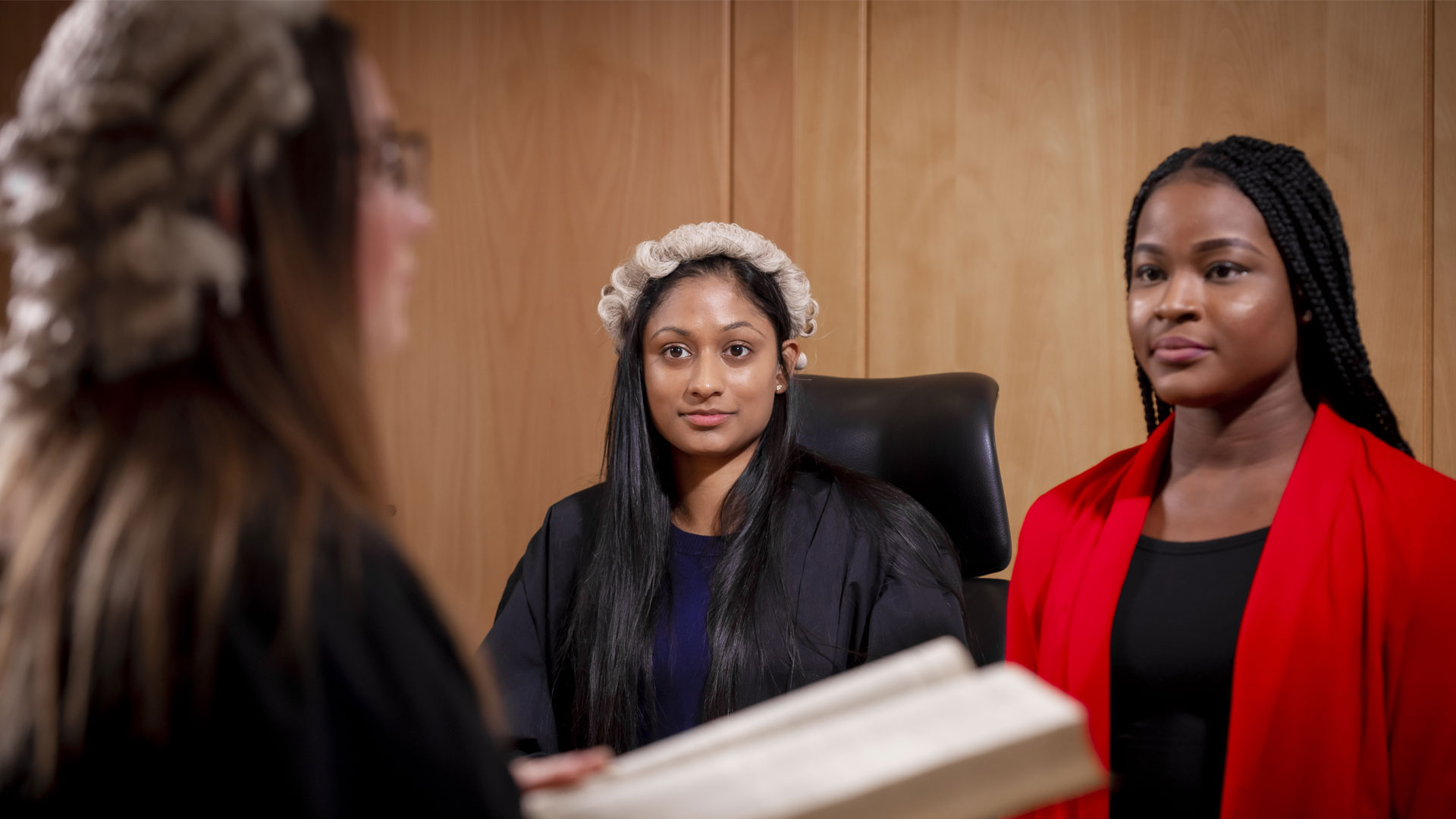 Students using the moot court