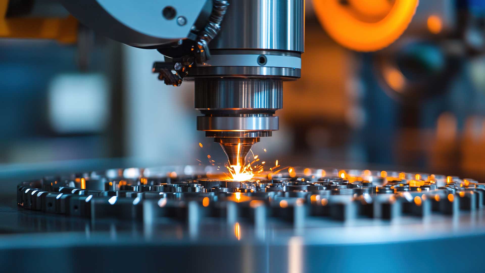 A machine working, with sparks