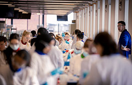 Three students working together in the Super Lab