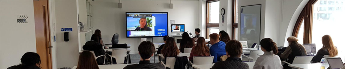 A COIL project being performed online with another institutions. Coventry University students are taking part within a classroom.