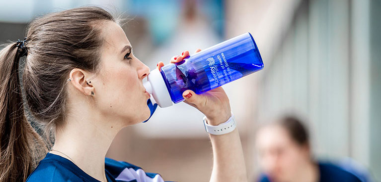 Student drinking water