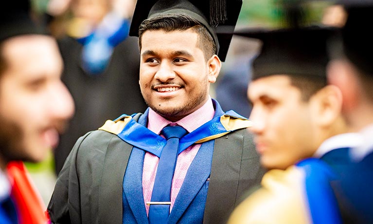 Mature student participating at a graduation ceremony