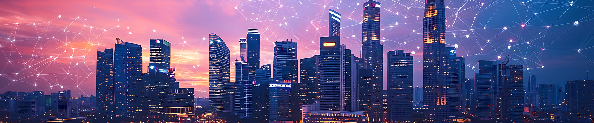 Illustration of a city at night