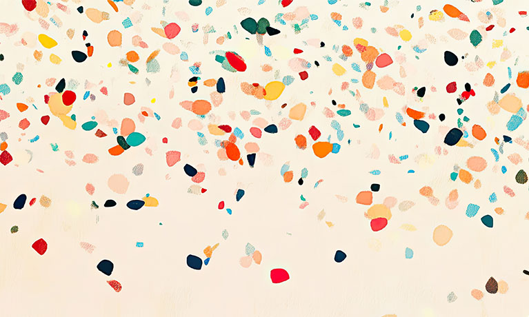 Coloured spots on a cream background