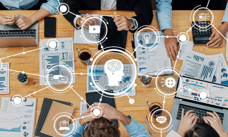 Business people working around a table