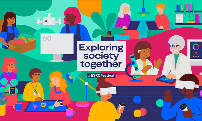 Illustration that reads exploring society together