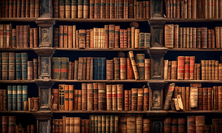 Old books in a library