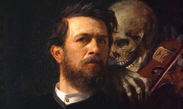 Arnold Böcklin, Self Portrait with Death Playing the Fiddle (1872). Alte Nationalgalerie, Staatliche Museen zu Berlin. Photo: Staatliche Museen zu Berlin, Nationalgalerie/Andres Kilger