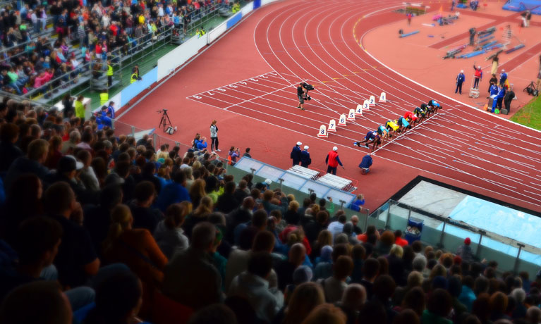 starting line of 100m sprint