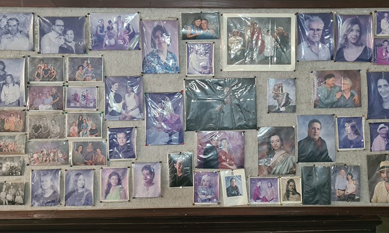 Board showing some of the photo archives from post-Partition India