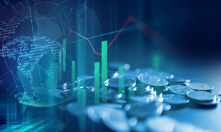 abstract image of money and graphs