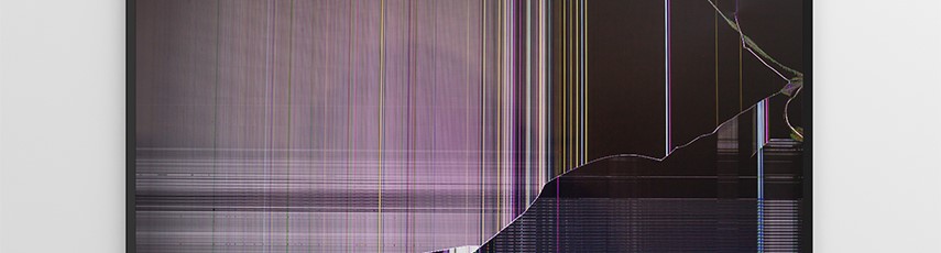 broken tv screen on white background