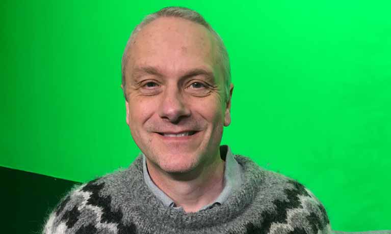 Dr Stephen Dawkins portrait photo with green background