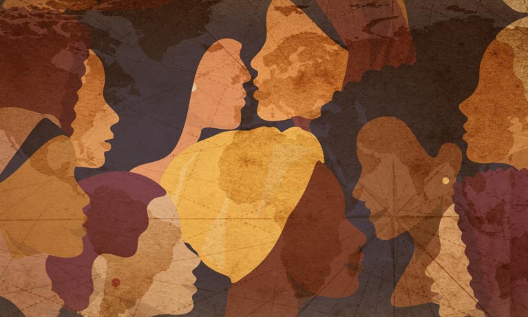 Brown shapes of faces