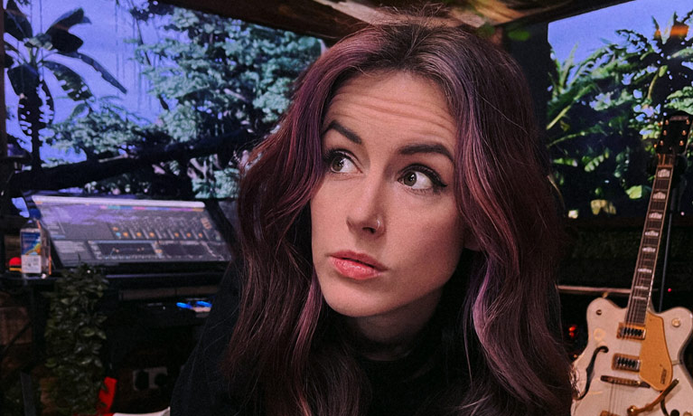 Emma McGann in a recording studio