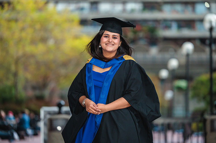 Nancy Batra smiling at her graduation