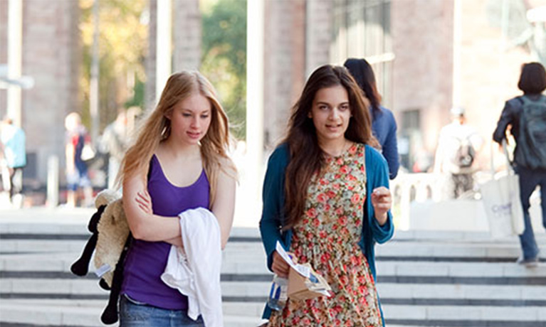 Students navigating the city