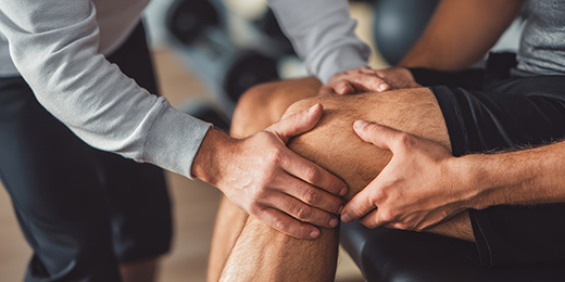 Demonstration of physiotherapy on a patient