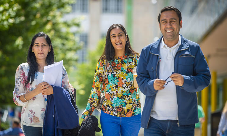 A student with their parents at a Coventry University open day.