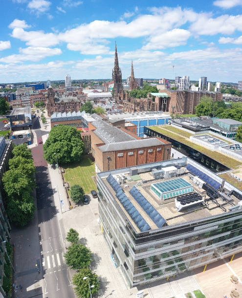 arial view of University Square and The Hub