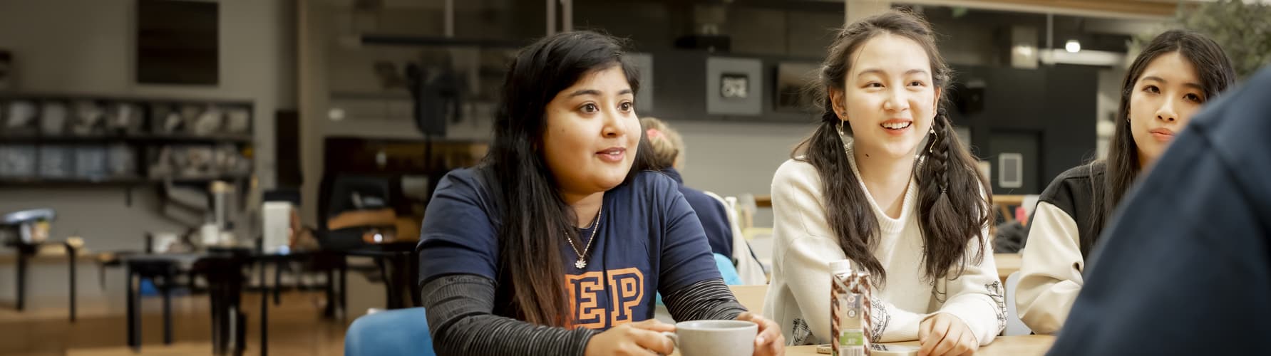 Close up of international female students