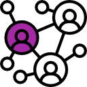 Three circles containing outlines of people interlinked