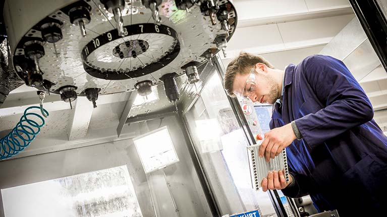 Student working in an engineering environment