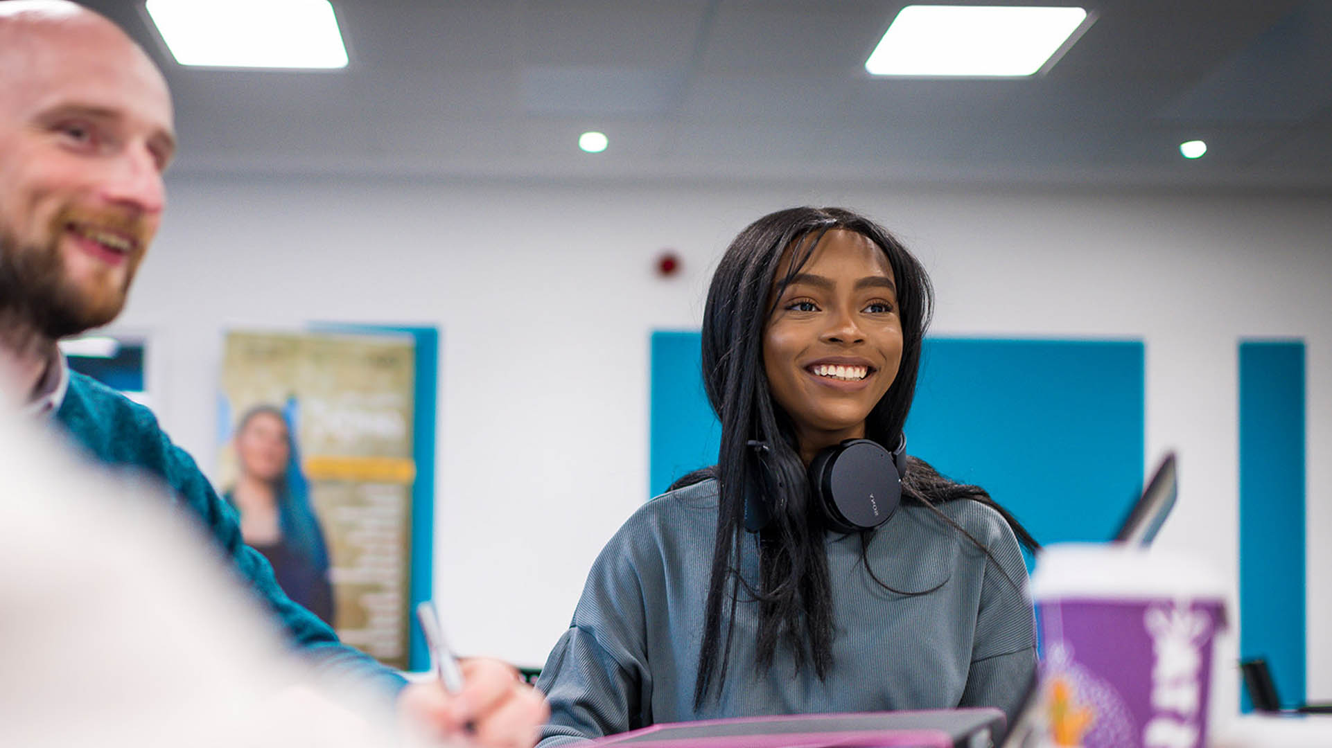 Two Public Health students in a Scarborough classroom