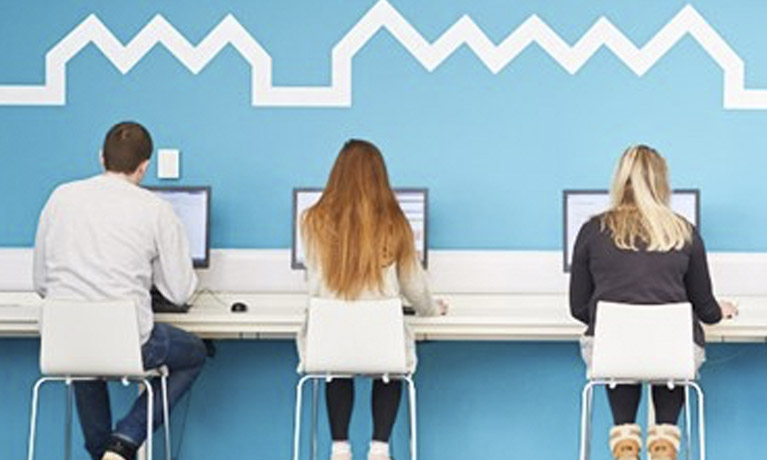 Students working at computers