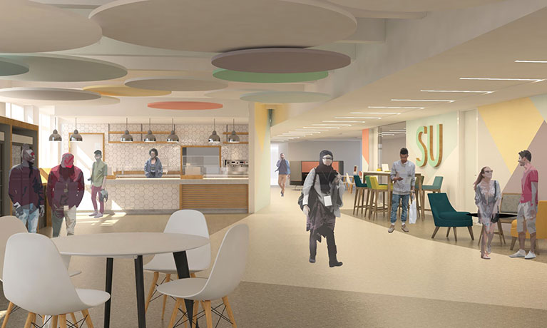 Artist's impression of new cafe at Mile Lane campus