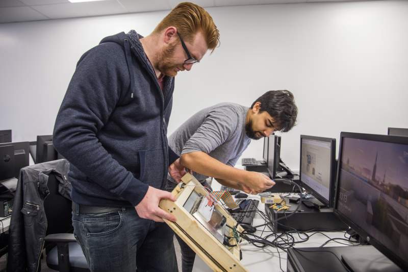 CU Coventry students with their smart mirror