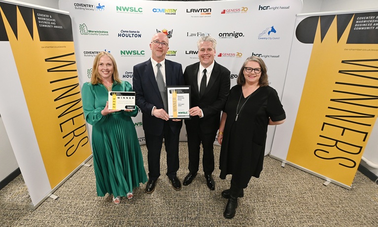 Selina Fletcher and Michael Checkley, from Coventry University's sustainability team, Martin Rennison, Director of Business Growth and Employee Partnerships at NWSLC, and Clare Chapman, Membership Manager for Sustainability West Midlands