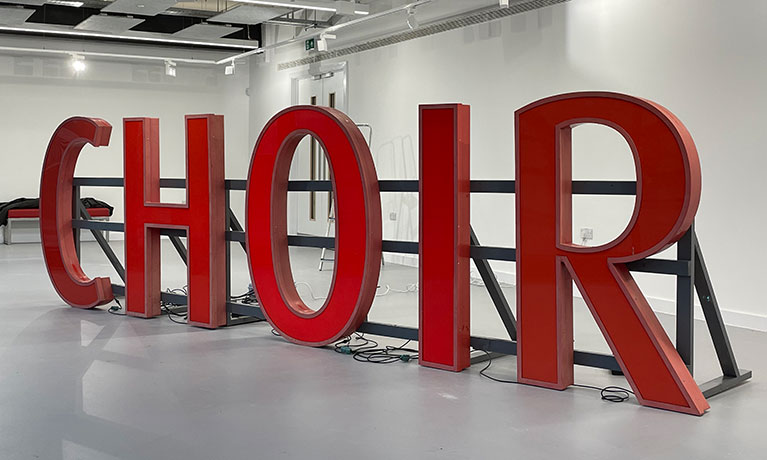 CHOIR letters on display at Delia Derbyshire