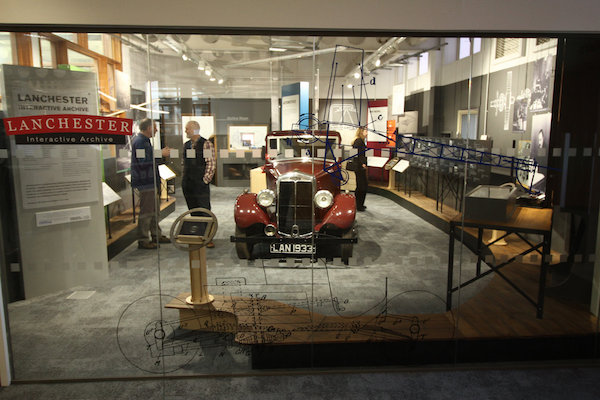 Frederick Lanchester car model in Coventry University library