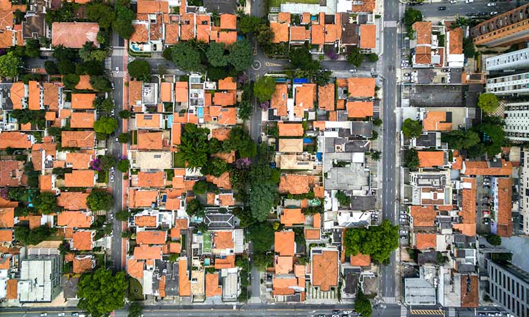 Brazilian houses from a birds eye view perspective