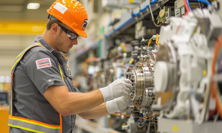 A man working in an aviation factory