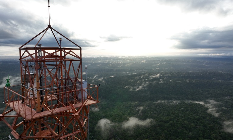 The Amazon Tall Tower Observatory with miles of the Brazilian rainforest seen in the background