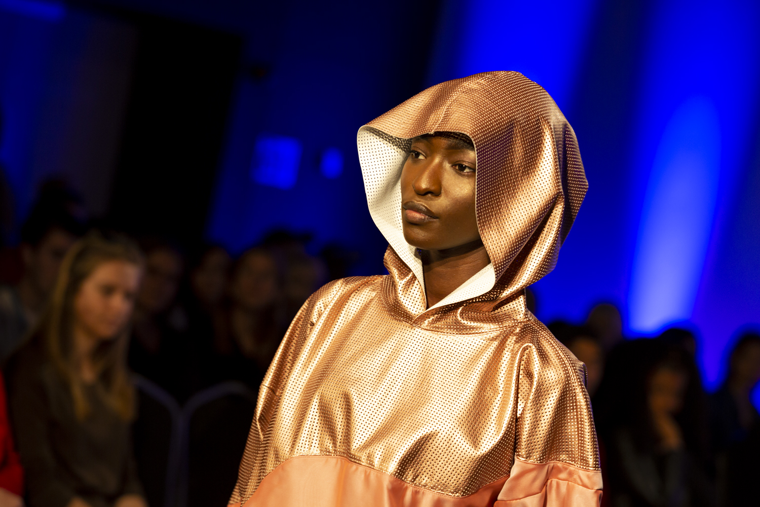 Models wear outfits designed by Coventry University final year BA Fashion students during the catwalk show.