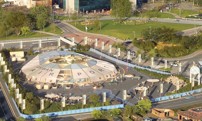 A computer generation of what the Urban-Air Port site currently under construction in Coventry may look like upon completion